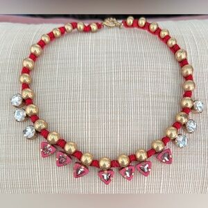 Stella & Dot Red and Gold Beaded Necklace